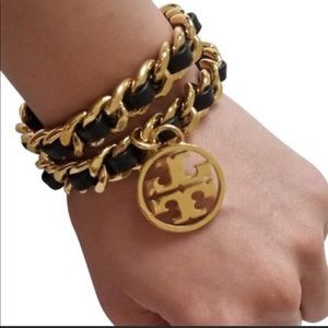 Tory Burch Leather & Chain Wrap Bracelet with Bag